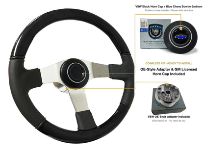 ST3019BLKWOOD black ash wood-leather steering wheel kit - SIL-15-19B