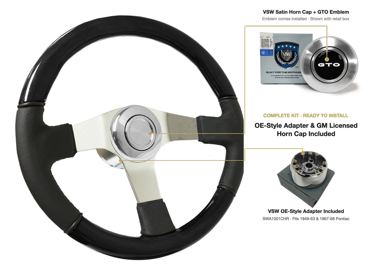 ST3019BLKWOOD black ash wood-leather steering wheel kit - SIL-19-19S-4968