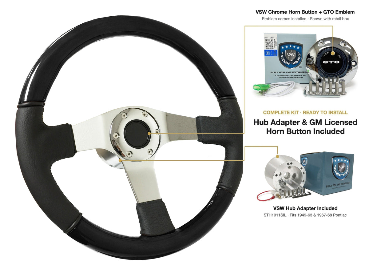 ST3019BLKWOOD black ash wood-leather steering wheel kit - SIL-19CHR-4968