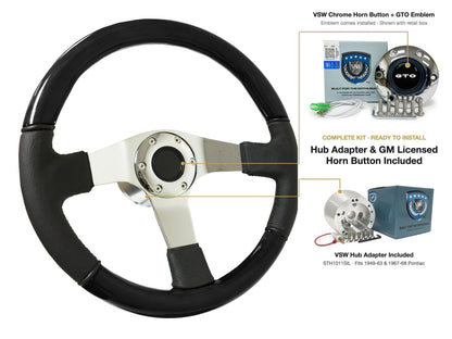 ST3019BLKWOOD black ash wood-leather steering wheel kit - SIL-19CHR-4968