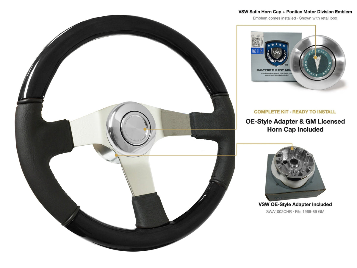 ST3019BLKWOOD black ash wood-leather steering wheel kit - SIL-20-19S