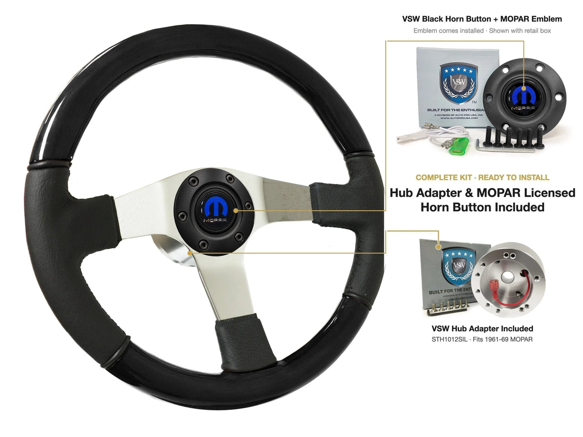 ST3019BLKWOOD black ash wood-leather steering wheel kit - SIL-2001BLK-STH1012