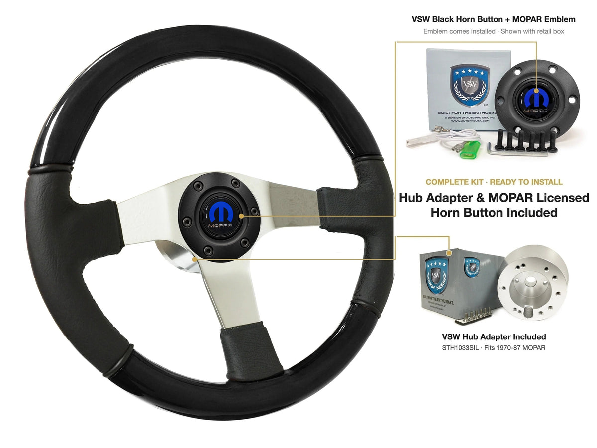 ST3019BLKWOOD black ash wood-leather steering wheel kit - SIL-2001BLK-STH1033