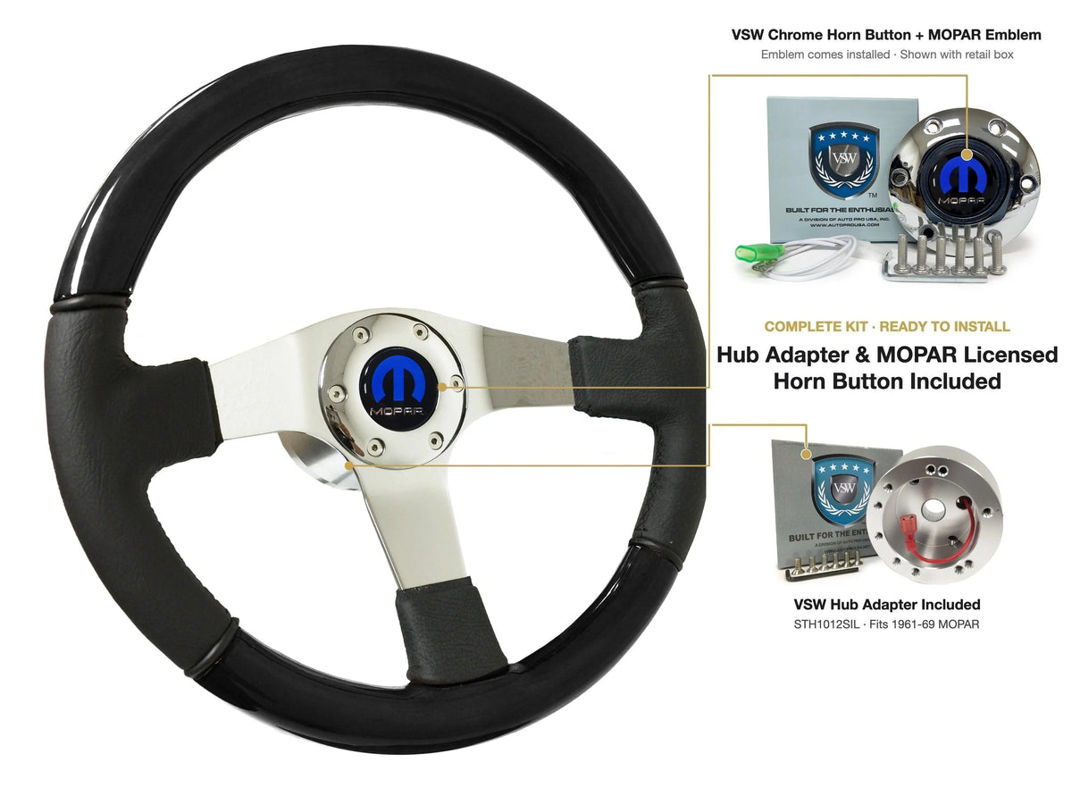 ST3019BLKWOOD black ash wood-leather steering wheel kit - SIL-2001CHR-STH1012