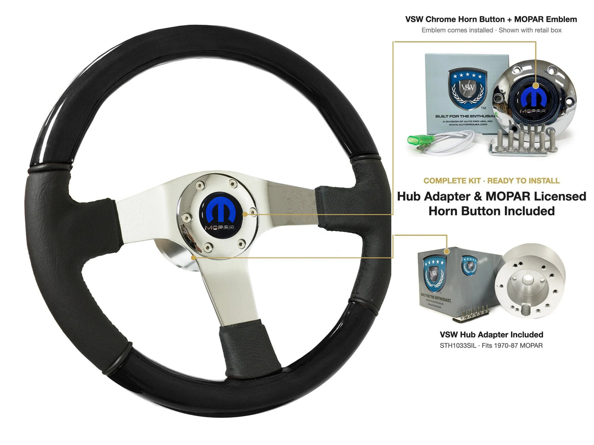 ST3019BLKWOOD black ash wood-leather steering wheel kit - SIL-2001CHR-STH1033