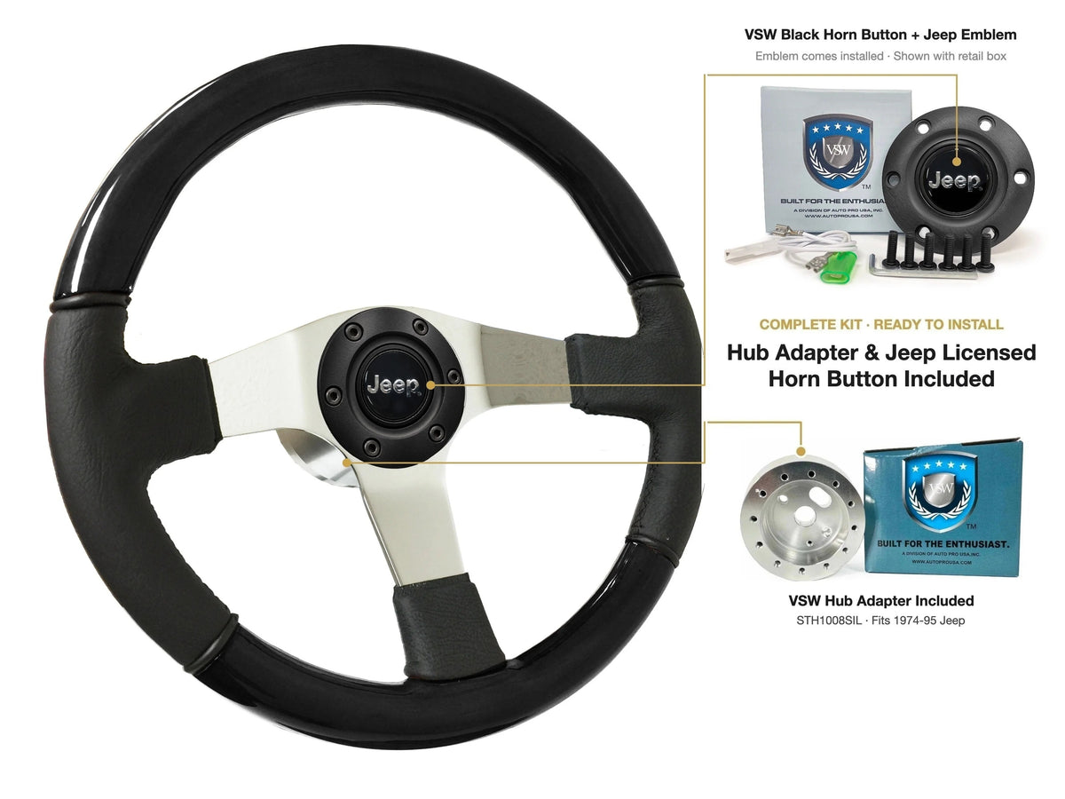 ST3019BLKWOOD black ash wood-leather steering wheel kit - SIL-2002BLK-STH1008