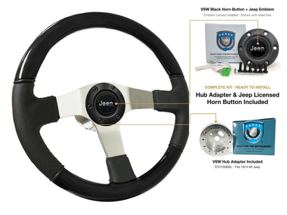 ST3019BLKWOOD black ash wood-leather steering wheel kit - SIL-2002BLK-STH1008
