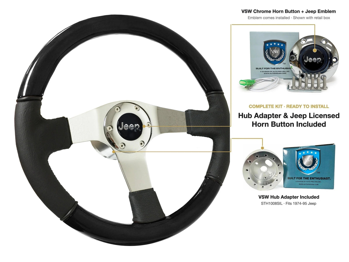 ST3019BLKWOOD black ash wood-leather steering wheel kit - SIL-2002CHR-STH1008