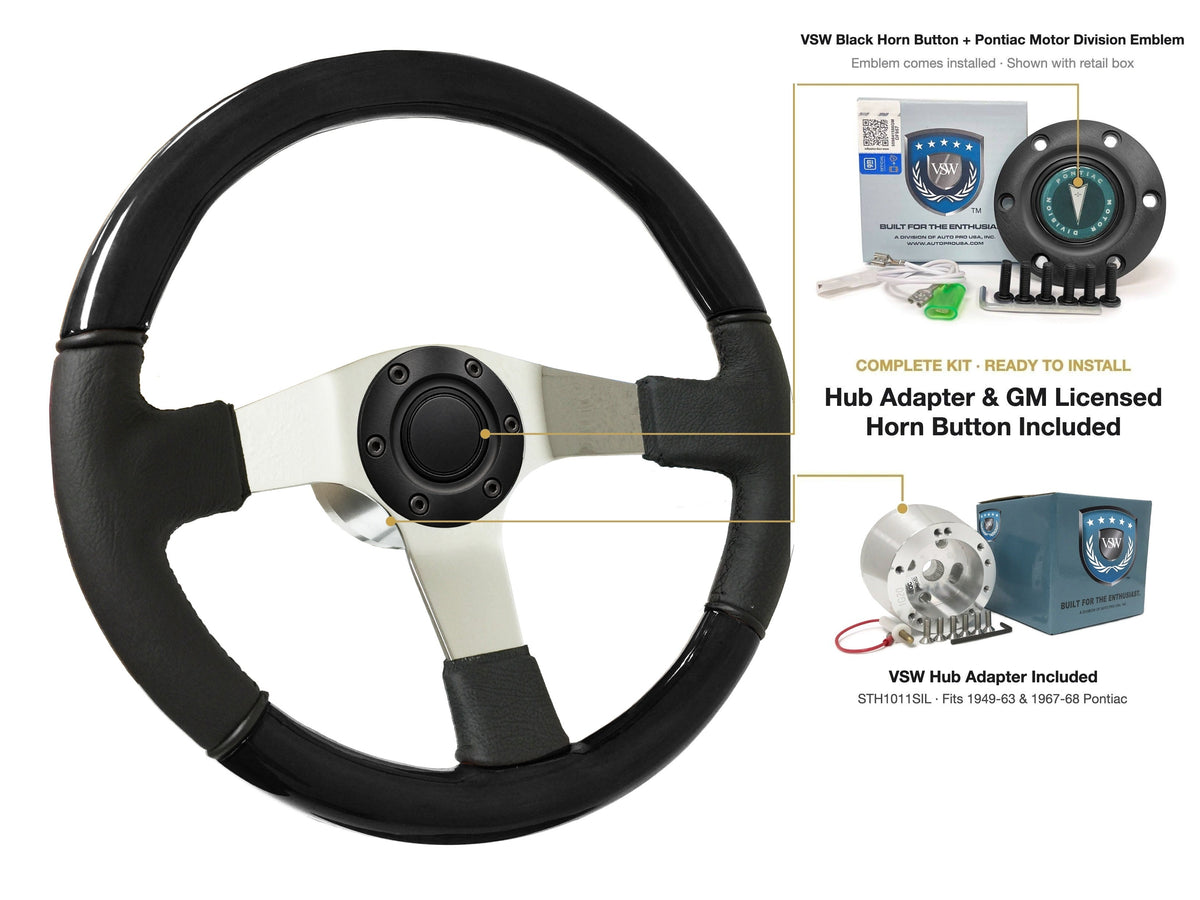 ST3019BLKWOOD black ash wood-leather steering wheel kit - SIL-20BLK-4968