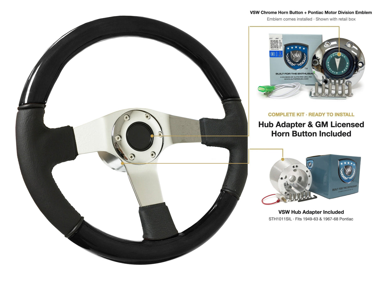 ST3019BLKWOOD black ash wood-leather steering wheel kit - SIL-20CHR-4968