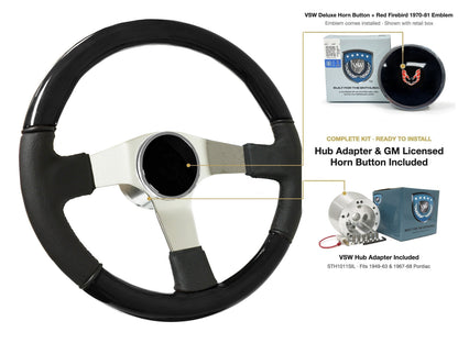 ST3019BLKWOOD black ash wood-leather steering wheel kit - SIL-21DLX-4968