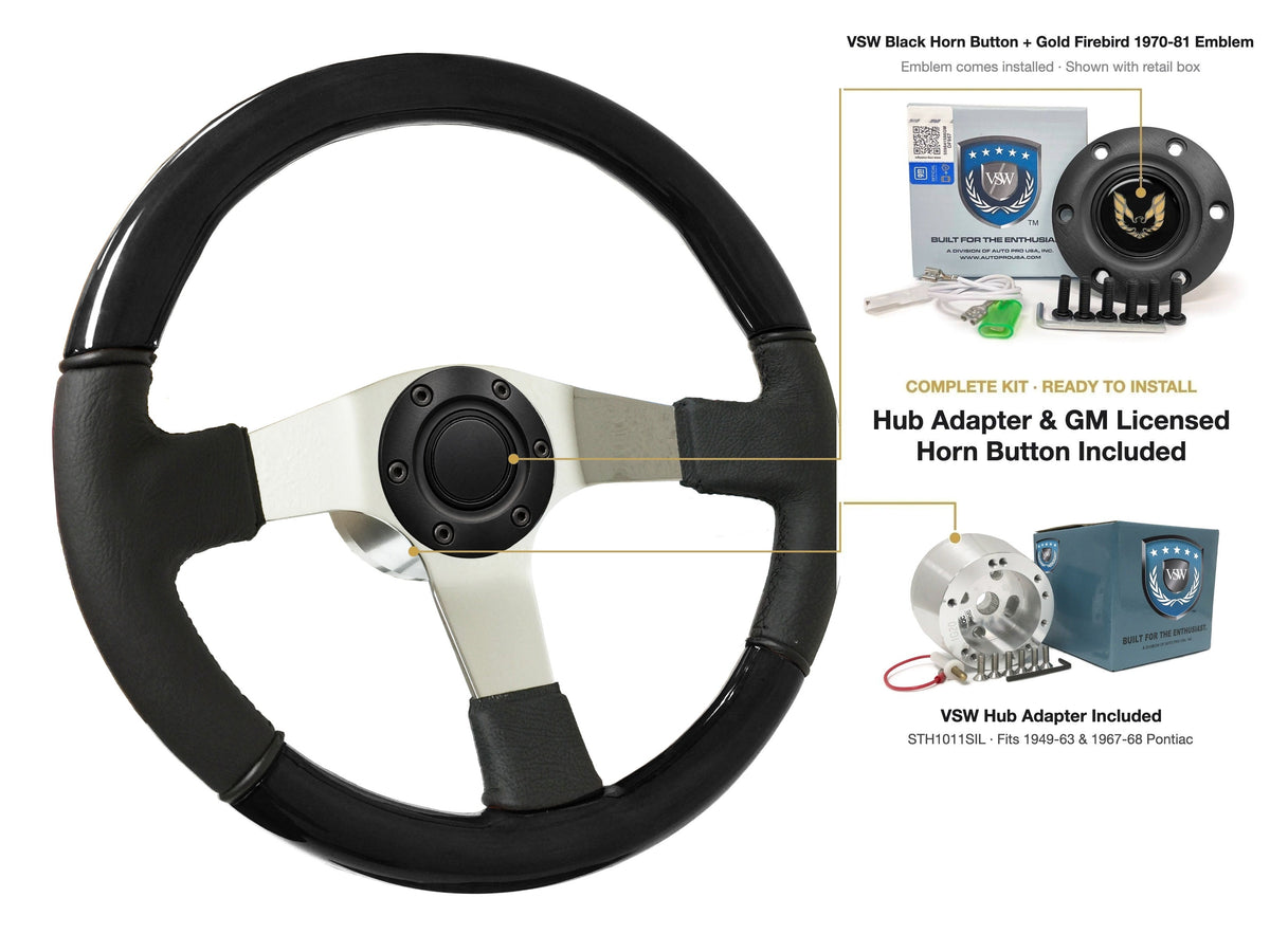 ST3019BLKWOOD black ash wood-leather steering wheel kit - SIL-22BLK-4968