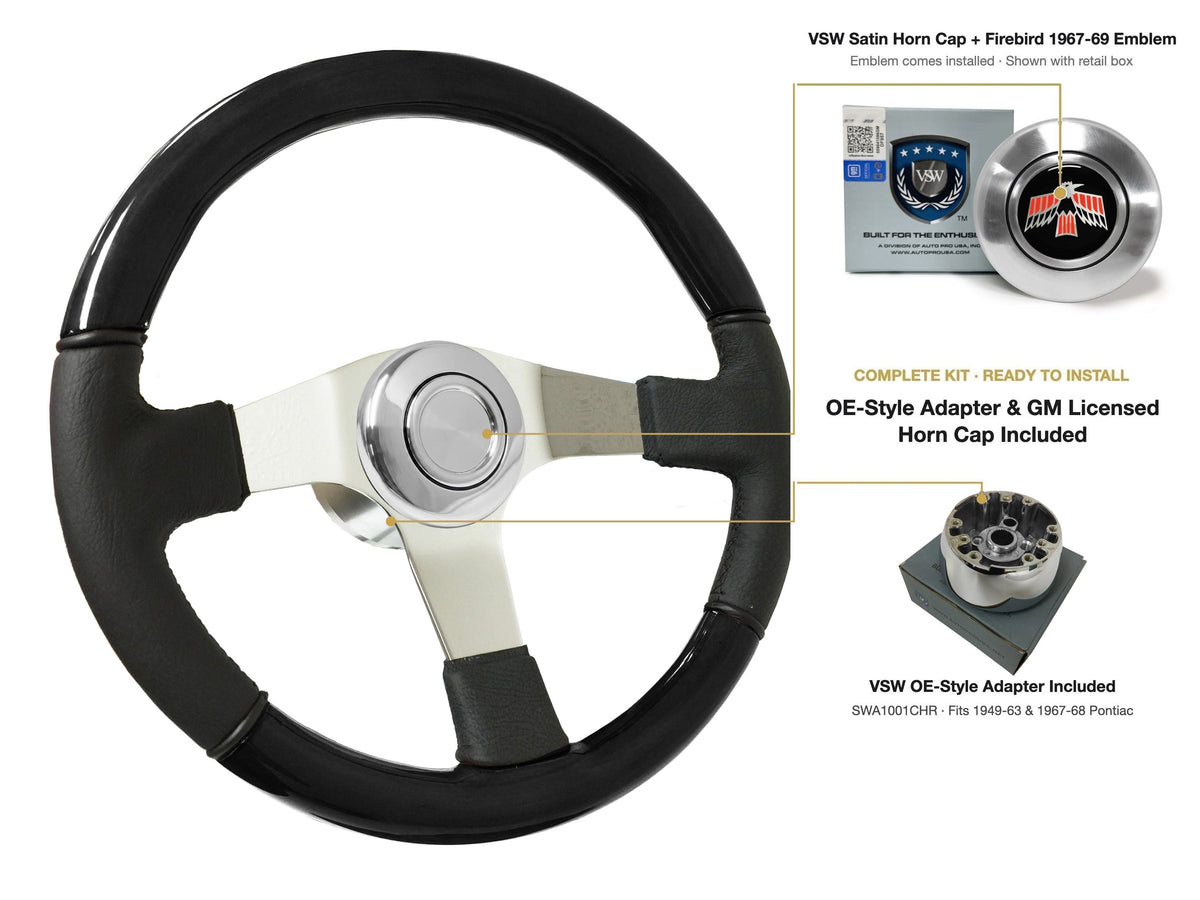 ST3019BLKWOOD black ash wood-leather steering wheel kit - SIL-29-19S-4968