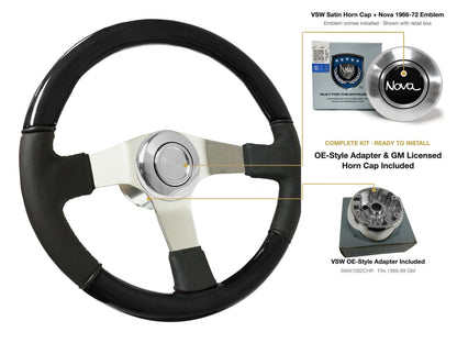 ST3019BLKWOOD black ash wood-leather steering wheel kit - SIL-34-19S