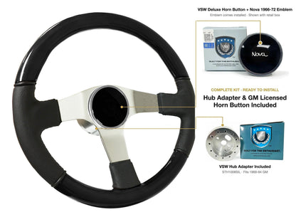 ST3019BLKWOOD black ash wood-leather steering wheel kit - SIL-34DLX