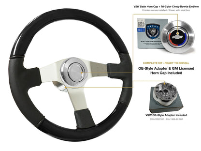 ST3019BLKWOOD black ash wood-leather steering wheel kit - SIL-6-19S