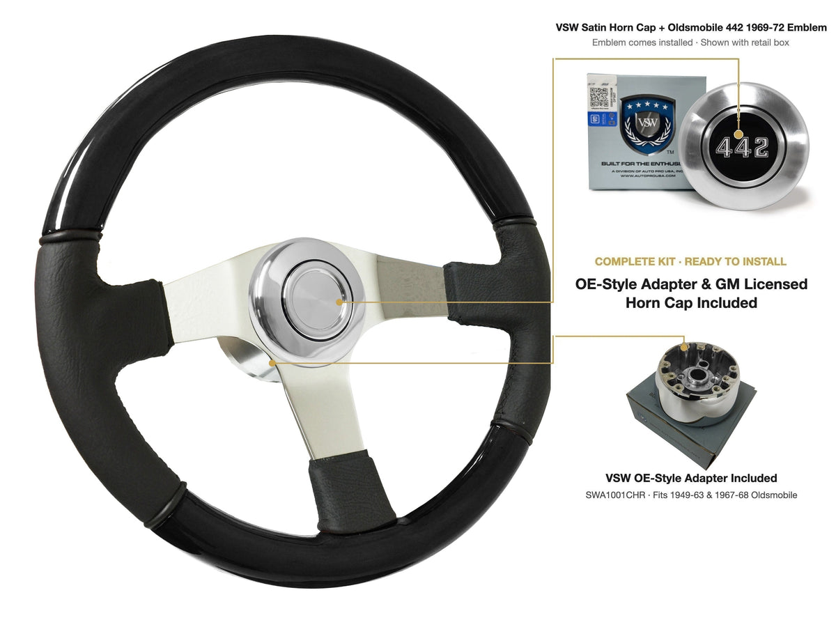 ST3019BLKWOOD black ash wood-leather steering wheel kit - SIL-67-19S-4968
