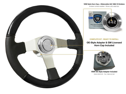 ST3019BLKWOOD black ash wood-leather steering wheel kit - SIL-67-19S