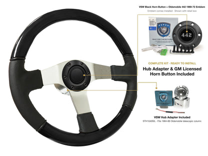 ST3019BLKWOOD black ash wood-leather steering wheel kit - SIL-67BLK-TELE