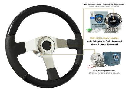 ST3019BLKWOOD black ash wood-leather steering wheel kit - SIL-67CHR-4968