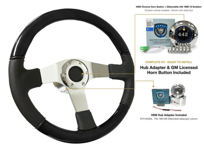 ST3019BLKWOOD black ash wood-leather steering wheel kit - SIL-67CHR-TELE
