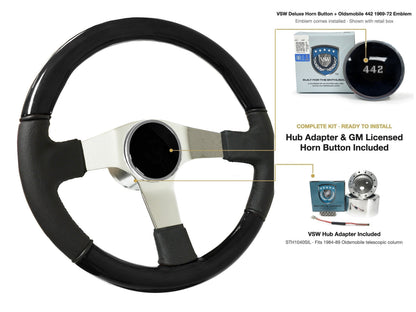 ST3019BLKWOOD black ash wood-leather steering wheel kit - SIL-67DLX-TELE