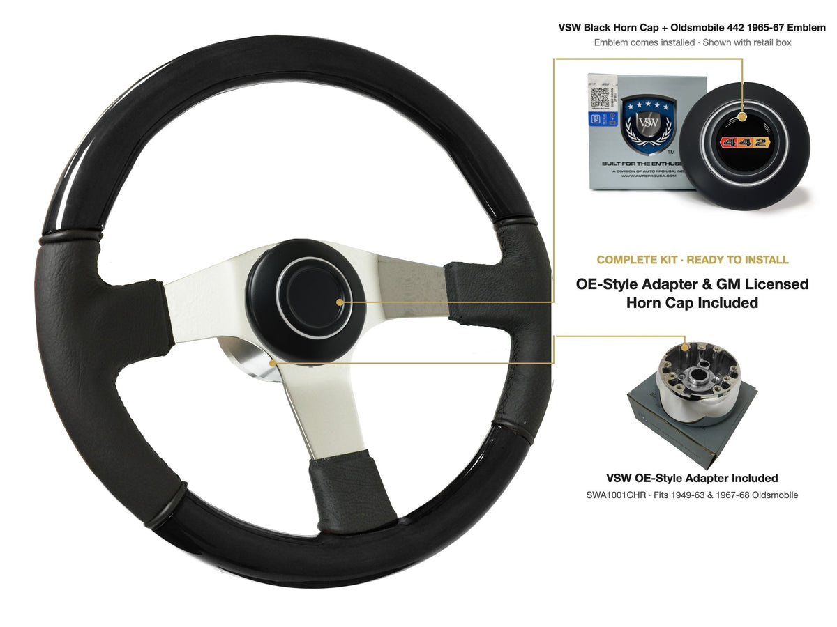 ST3019BLKWOOD black ash wood-leather steering wheel kit - SIL-68-19B-4968
