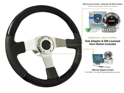 ST3019BLKWOOD black ash wood-leather steering wheel kit - SIL-68CHR-TELE