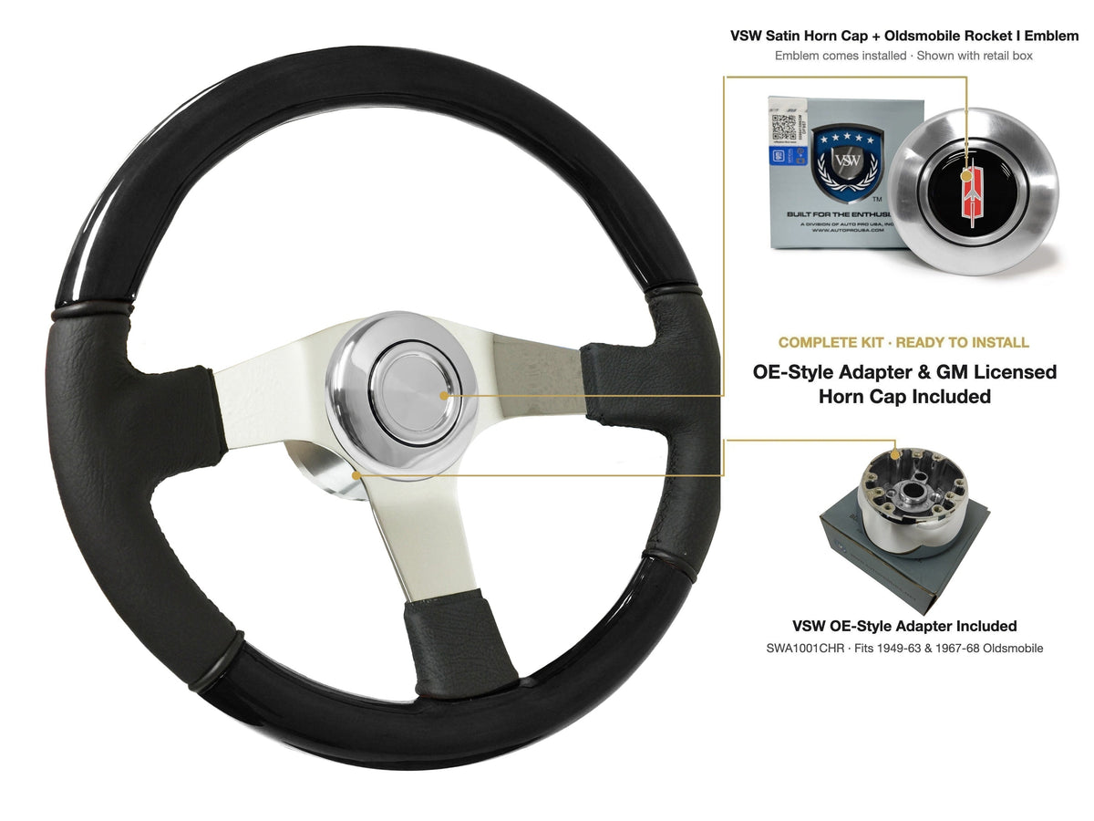 ST3019BLKWOOD black ash wood-leather steering wheel kit - SIL-69-19S-4968