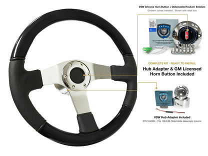 ST3019BLKWOOD black ash wood-leather steering wheel kit - SIL-69CHR-TELE