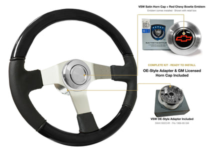 ST3019BLKWOOD black ash wood-leather steering wheel kit - SIL-8-19S