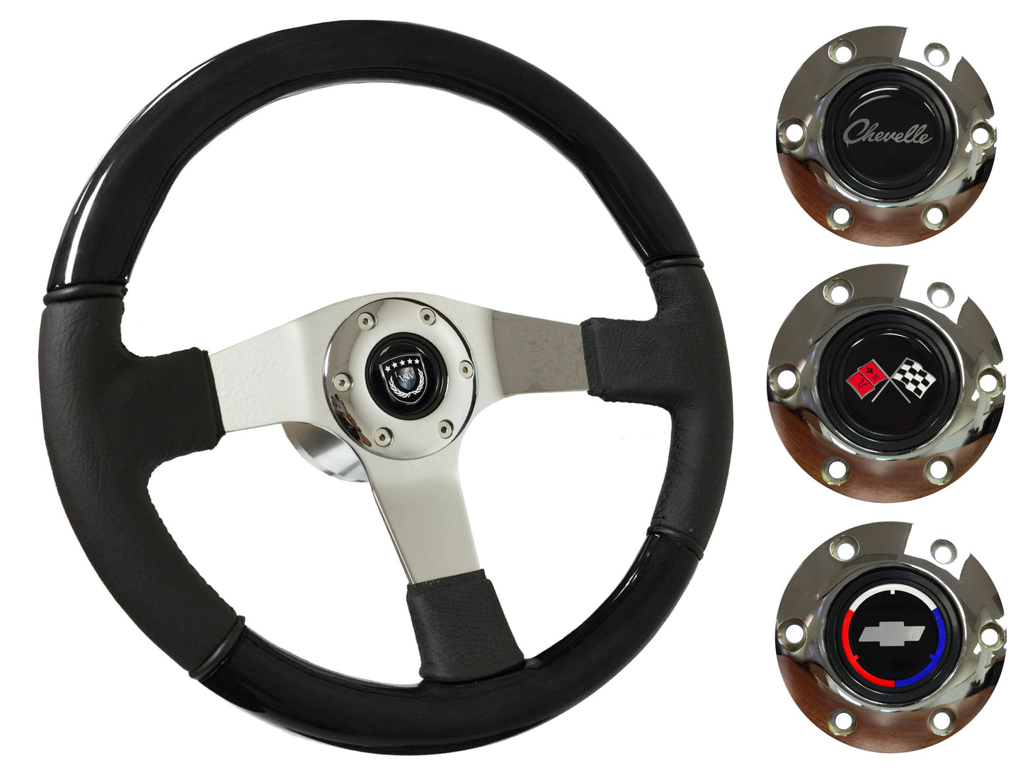 1967-68 Chevelle Steering Wheel Kit | Black Ash Wood - Leather | ST3019BK