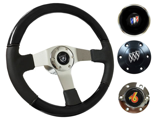 1969-89 Buick Telescopic Steering Wheel Kit | Black Ash Wood - Leather | ST3019BK