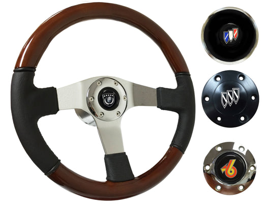 1969-89 Buick Telescopic Steering Wheel Kit | Mahogany Wood - Leather | ST3019