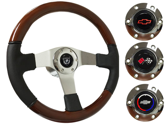 1969-75 Corvette Steering Wheel Kit | Mahogany Wood - Leather | ST3019