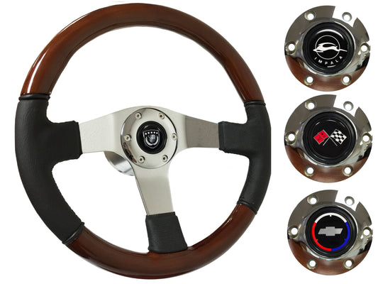 1955-68 Impala Steering Wheel Kit | Mahogany Wood - Leather | ST3019