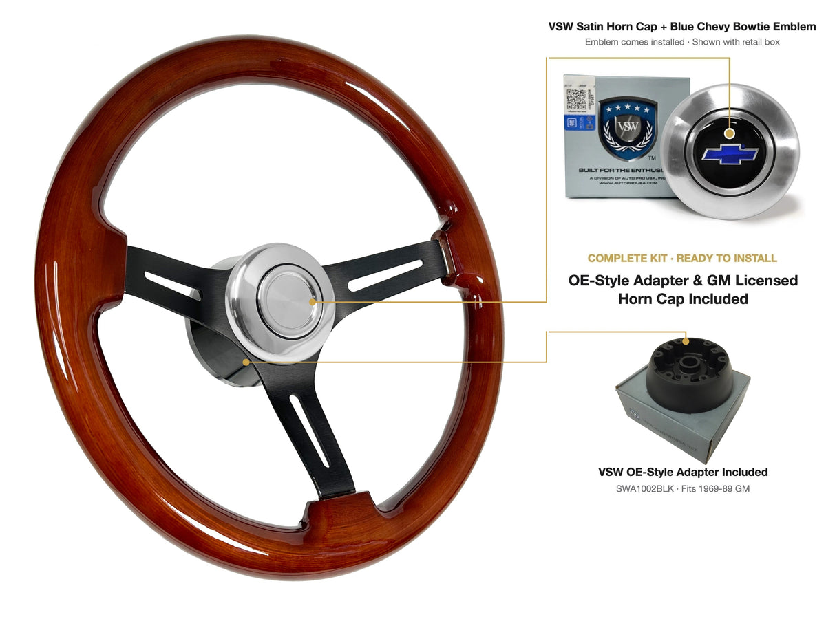 ST3027 OE-style kit (black hub) - OE Satin Cap, Blue Chevy Bowtie emblem