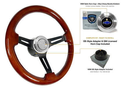 ST3027 OE-style kit (black hub) - OE Satin Cap, Blue Chevy Bowtie emblem