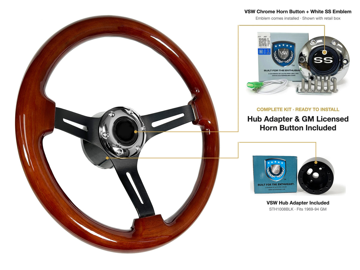 ST3027 kit (black hub) - Chrome button, White SS emblem