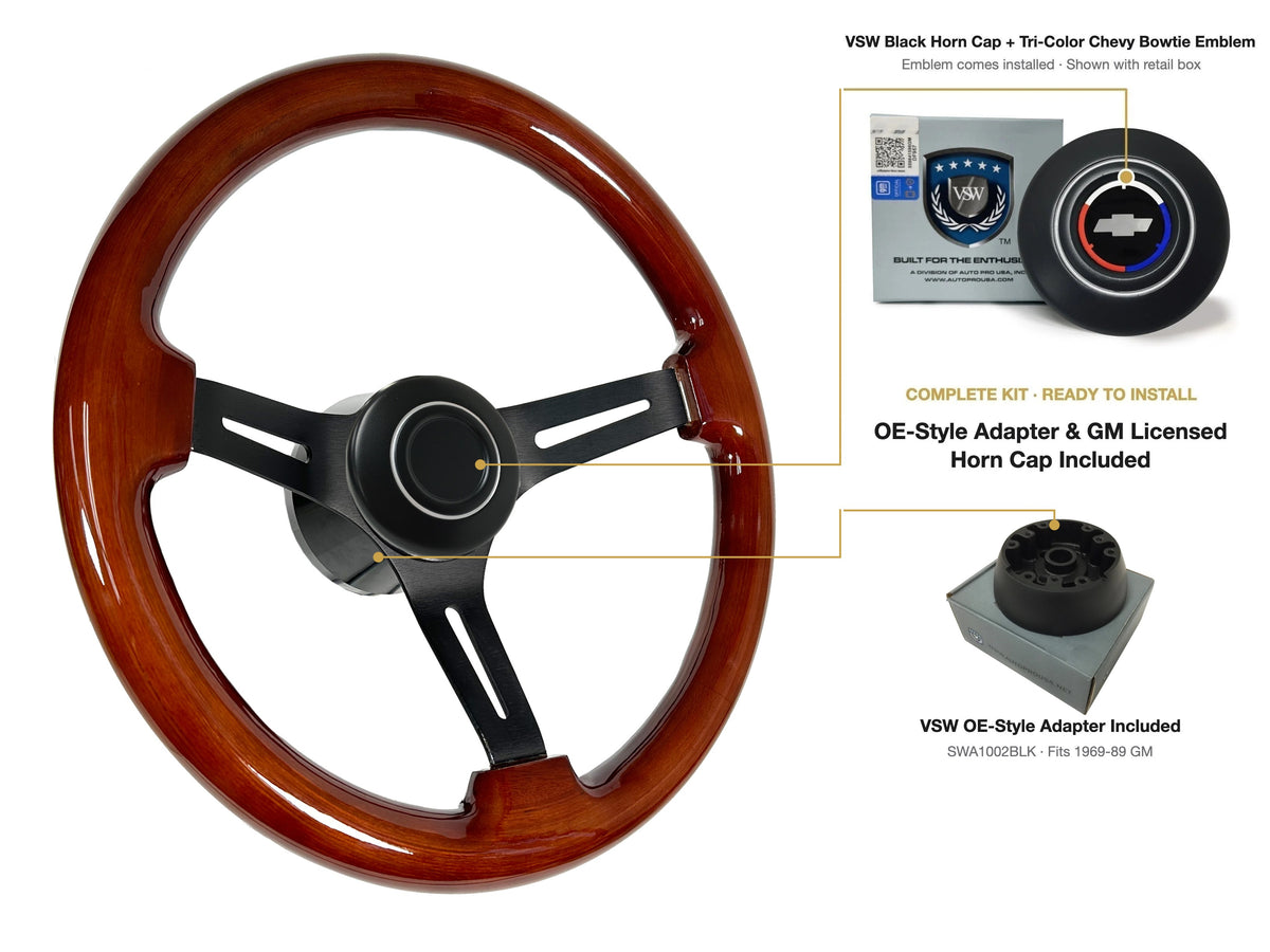 ST3027 OE-style kit (black hub) - OE Black Cap, Tri-Color Chevy Bowtie emblem