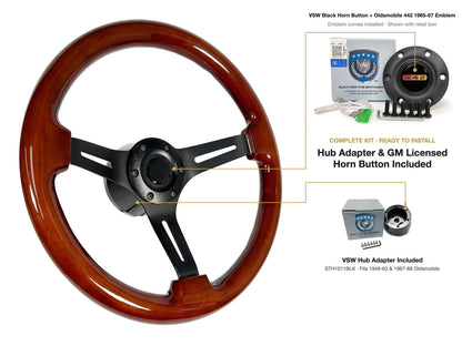 ST3027 1949-63/1967-68 Oldsmobile kit - Black button, 442 1965-67 emblem, STH1011BLK hub