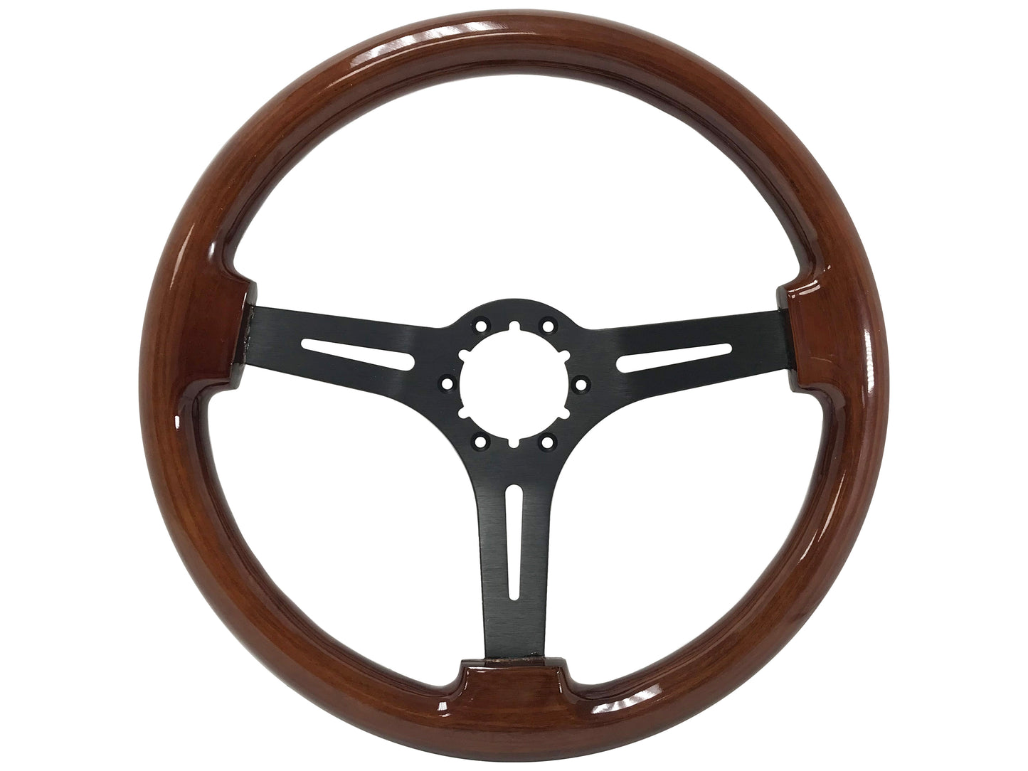 VSW S6 Sport Steering Wheel | Mahogany Wood, Black Aluminum | ST3027