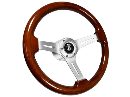 Volkswagen 6-Bolt Steering Wheel Castle Kit | Mahogany Wood / Brushed Alumunum