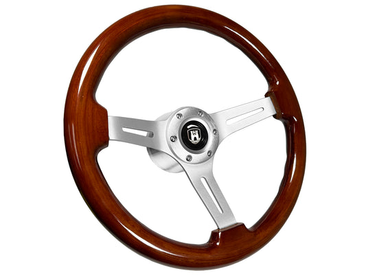 Volkswagen 6-Bolt Steering Wheel Castle Kit | Mahogany Wood / Brushed Alumunum