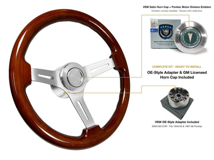 ST3027S 1949-63/1967-68 Pontiac OE-style kit - OE Satin Cap, Pontiac Motor Division emblem, SWA1001CHR adapter