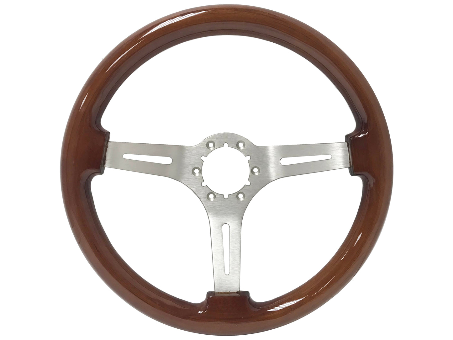 VSW S6 Sport Steering Wheel | Mahogany Wood, Brushed Aluminum | ST3027S