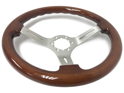 VSW S6 Sport Steering Wheel | Mahogany Wood, Brushed Aluminum | ST3027S