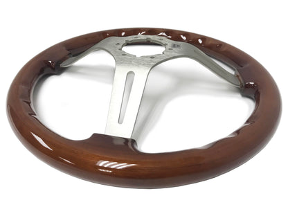 VSW S6 Sport Steering Wheel | Mahogany Wood, Brushed Aluminum | ST3027S