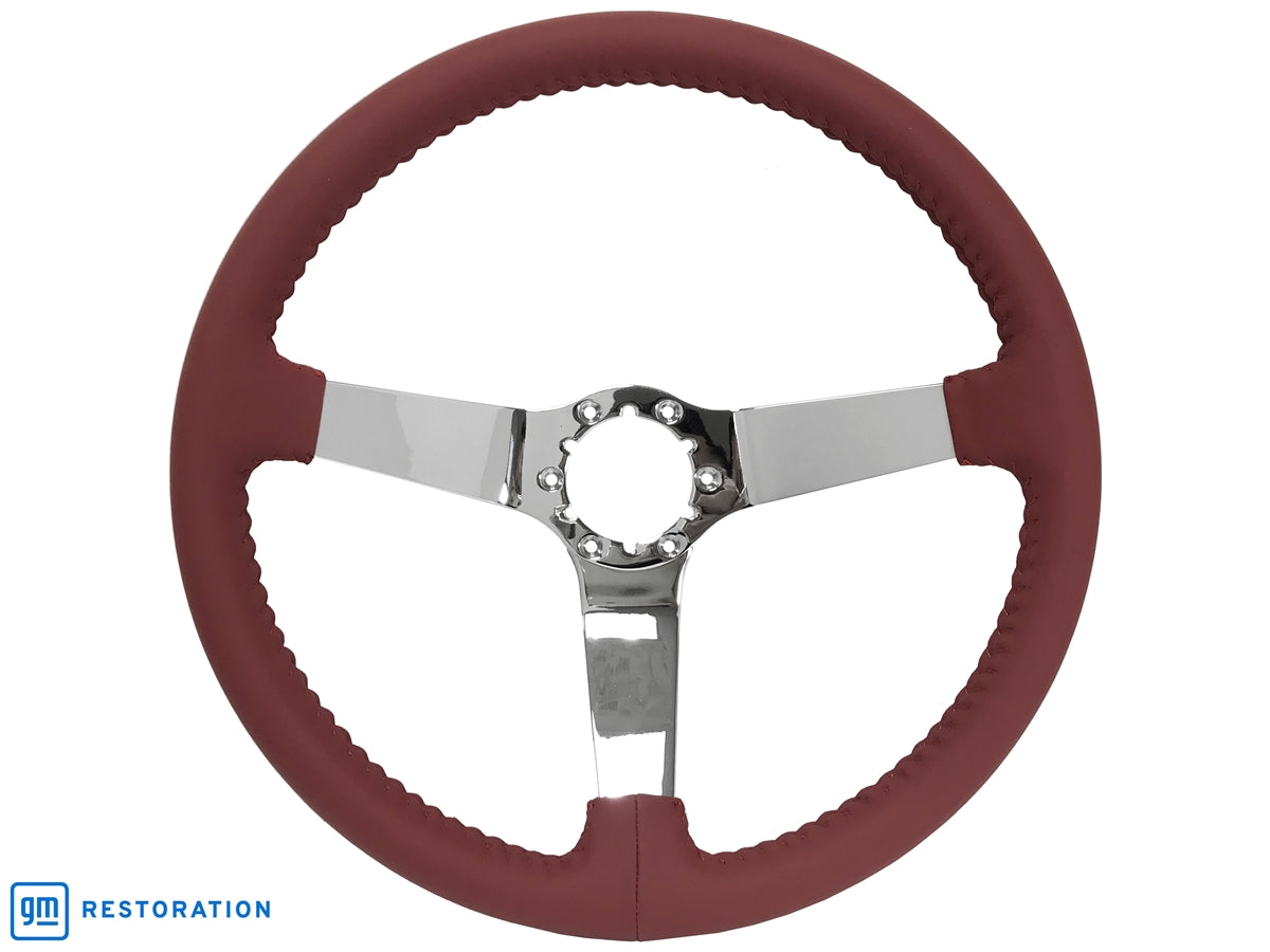 S6 Step Series Red Leather Chrome Steering Wheel | ST3040RED
