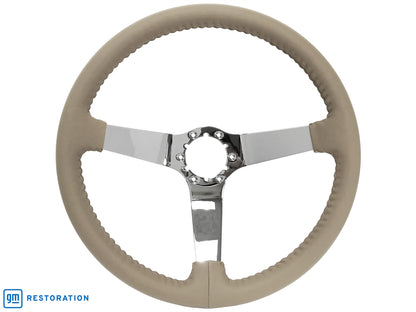 S6 Step Series Tan Leather Chrome Steering Wheel | ST3040TAN